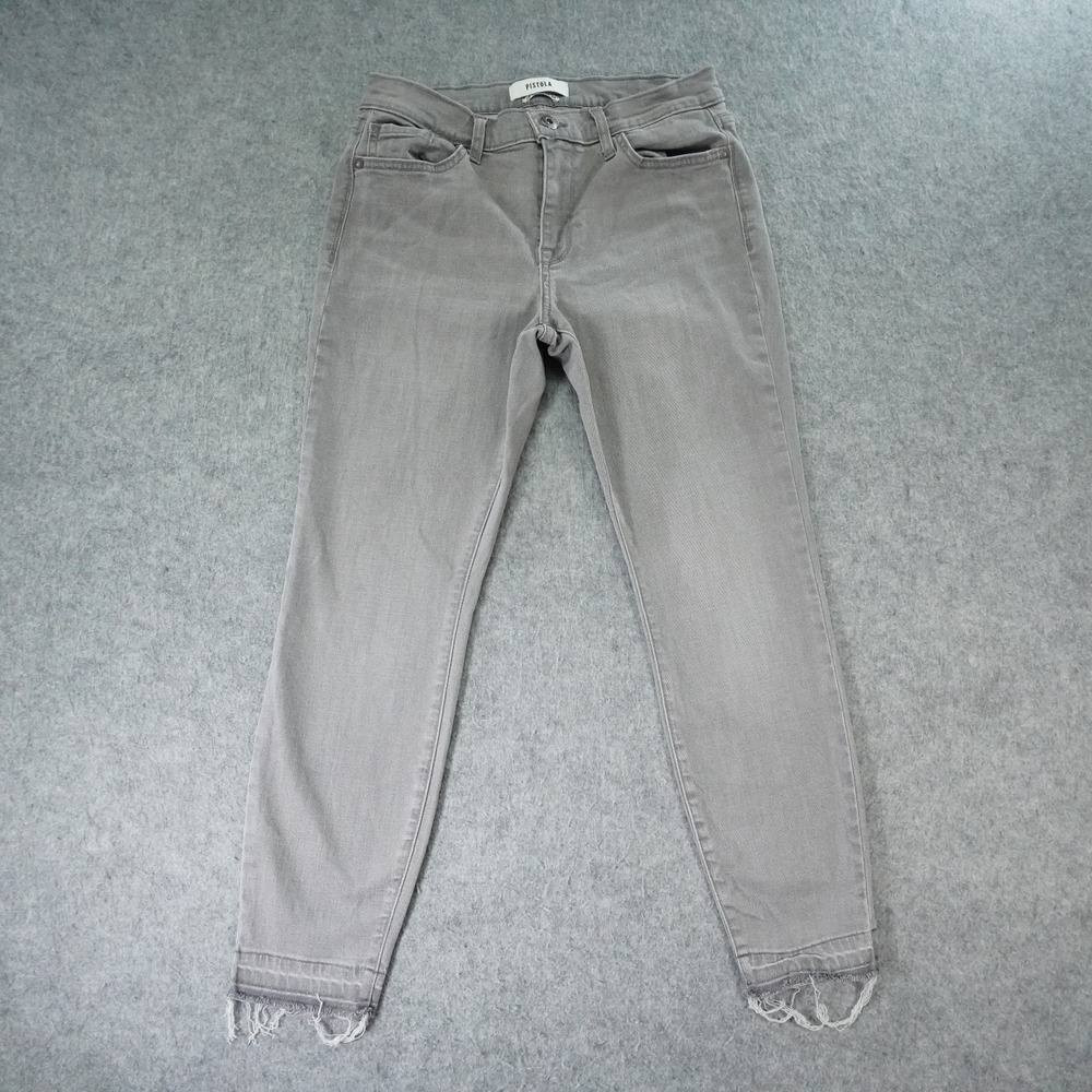 Pistola Jeans Womens 28 Gray Skinny Distressed Raw Fray Hem